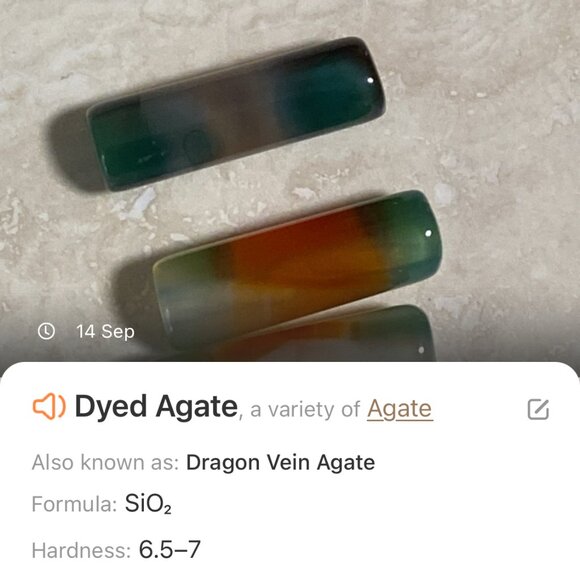 2/$20, Multicolor Dyed Agate Necklace, Gemstone Bar Pendant & Bronze Chain - Picture 9 of 11